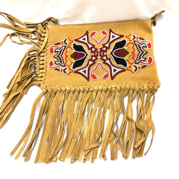 SUEDE FRINGE CLUTCH/CROSS BODY HANDBAG. - Picture 1 of 11